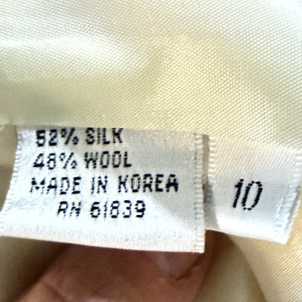 Vintage Teri Jon Nites Silk Wool Pencil Skirt | Rickie Freeman | Ivory Midi - Picture 9 of 10